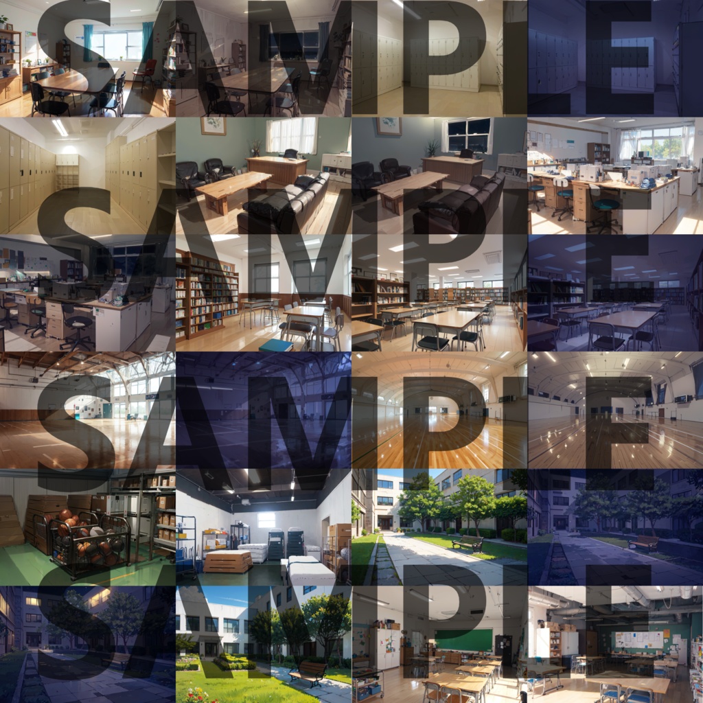 【背景イラスト】学校パック230枚/61枚【TRPG背景素材/CoC】【昼/夕/夜差分】