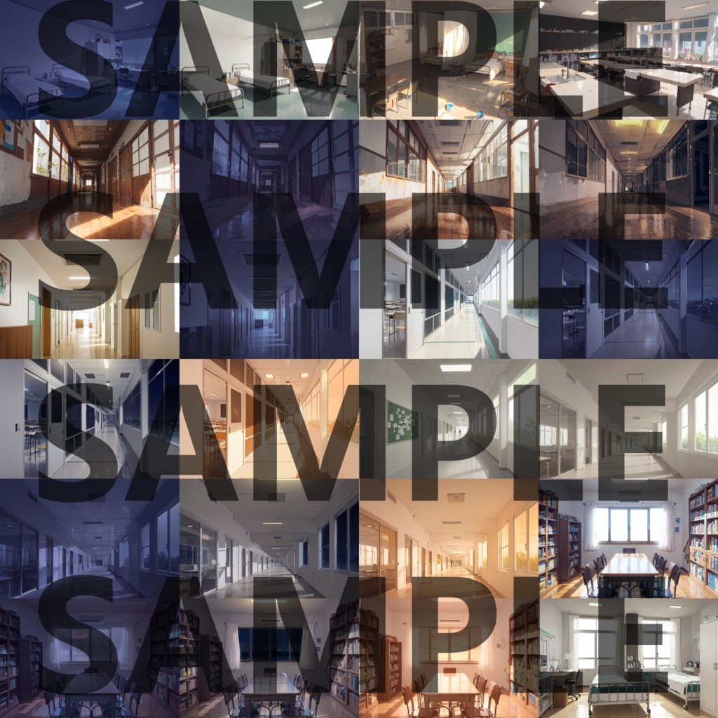 【背景イラスト】学校パック230枚/61枚【TRPG背景素材/CoC】【昼/夕/夜差分】