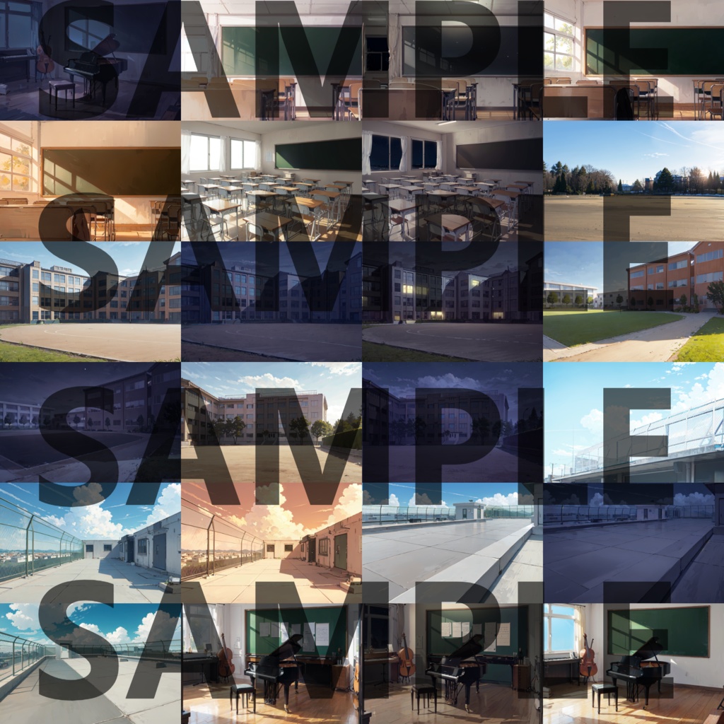 【背景イラスト】学校パック230枚/61枚【TRPG背景素材/CoC】【昼/夕/夜差分】