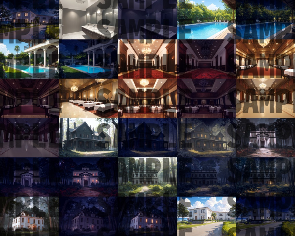 【まとめ割引!】屋敷・家の中・豪華客船・庭背景イラストまとめパック3【TRPG・CoC背景素材/背景イラスト】