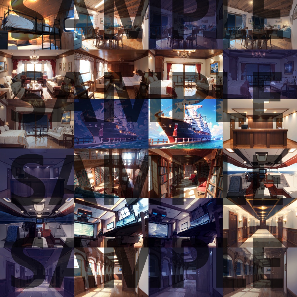 【まとめ割引!】屋敷・家の中・豪華客船・庭背景イラストまとめパック3【TRPG・CoC背景素材/背景イラスト】