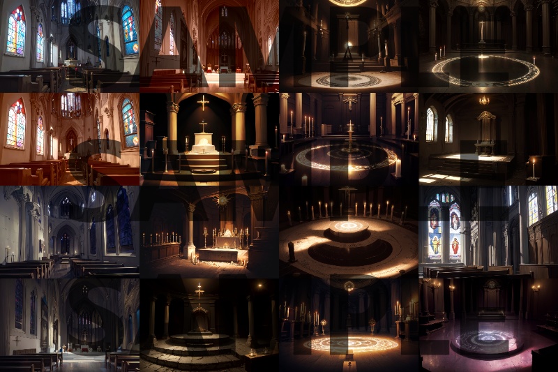 【背景イラスト】祭壇・教会・魔法陣背景パック50枚+1枚【TRPG背景素材/CoC】【昼夜差分】