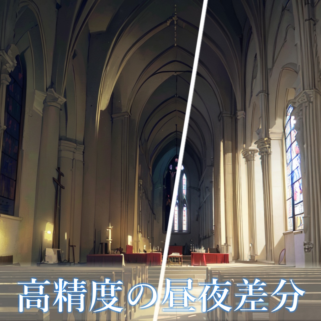 【背景イラスト】祭壇・教会・魔法陣背景パック50枚+1枚【TRPG背景素材/CoC】【昼夜差分】