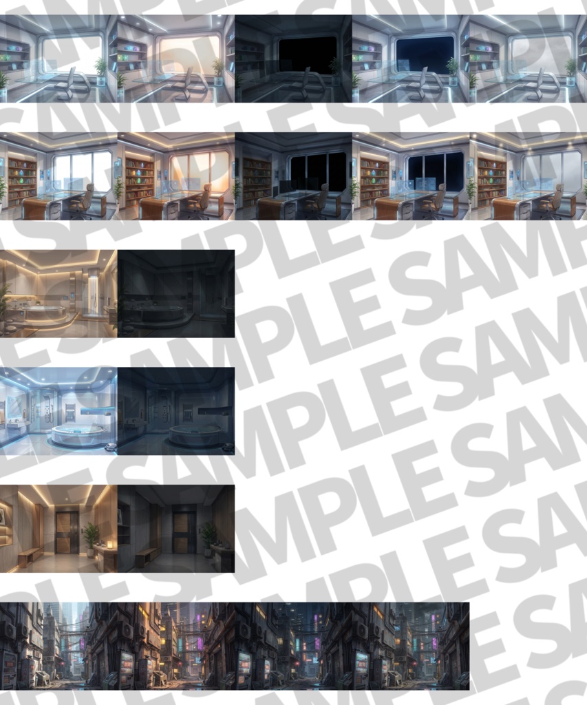 【プレミアム背景】近未来都市背景パック99枚+おまけ素材【TRPG背景素材/CoC】【昼夜夕曇差分】