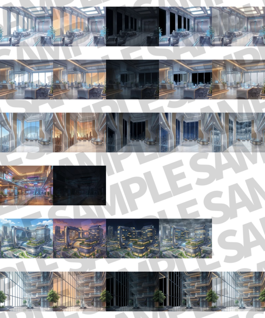 【プレミアム背景】近未来都市背景パック99枚+おまけ素材【TRPG背景素材/CoC】【昼夜夕曇差分】