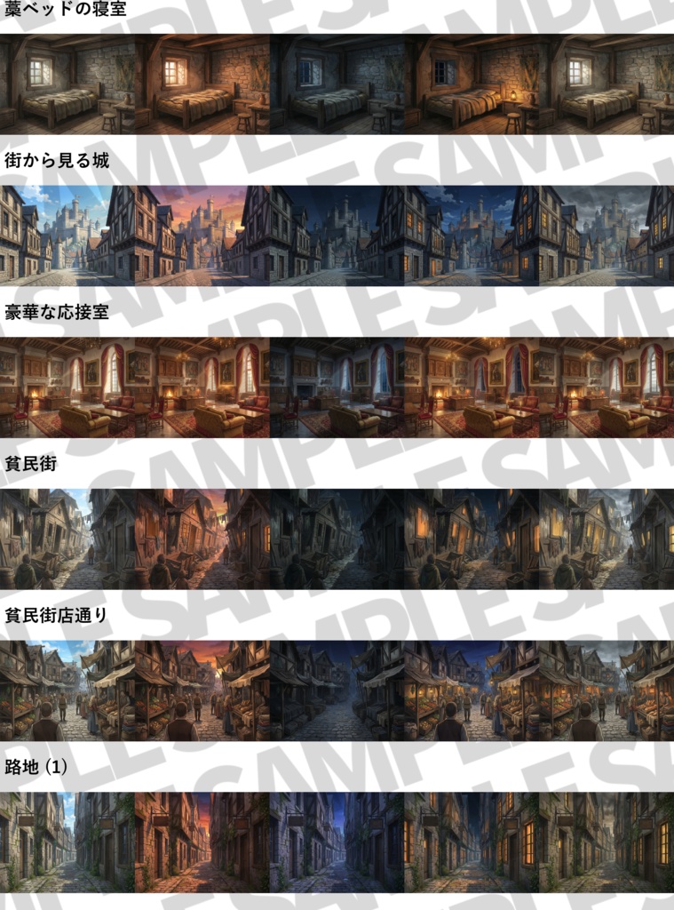 【4/15まで期間限定30%割引!】中世&現代西欧都市背景パック223枚【昼夜夕曇差分】【TRPG背景素材/CoC/ゲーム素材背景イラスト】