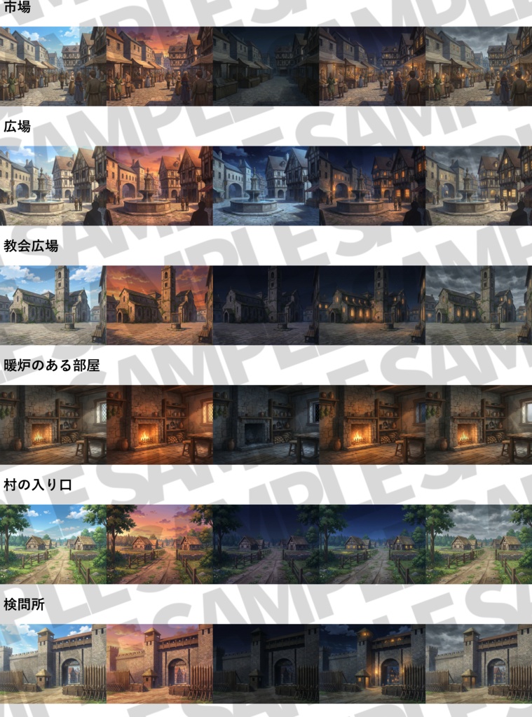 【4/15まで期間限定30%割引!】中世&現代西欧都市背景パック223枚【昼夜夕曇差分】【TRPG背景素材/CoC/ゲーム素材背景イラスト】