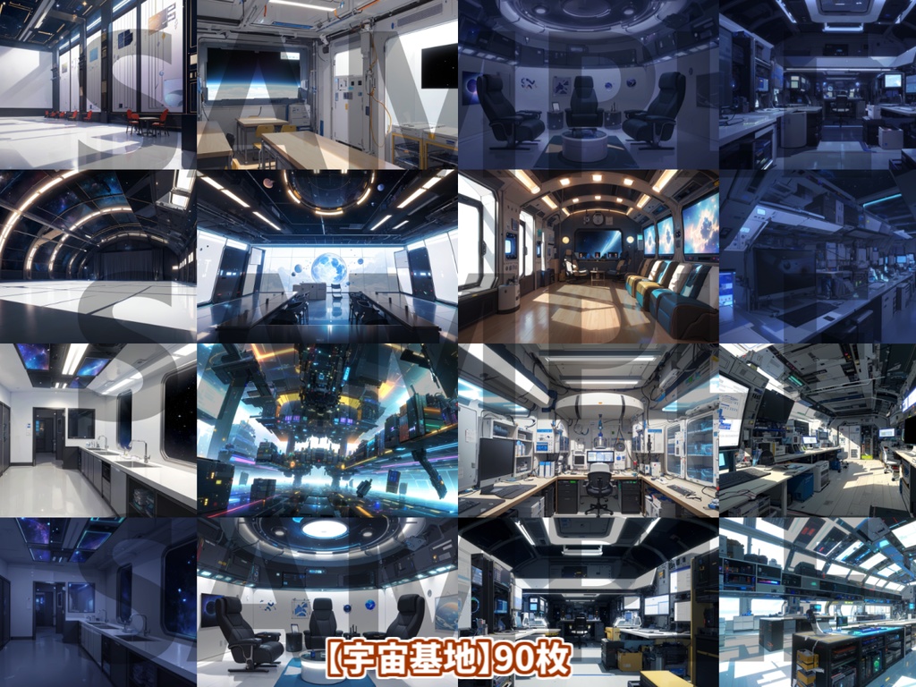 【背景イラスト】宇宙基地・宇宙研究所背景パックその90枚【TRPG背景素材/CoC】【明暗差分】