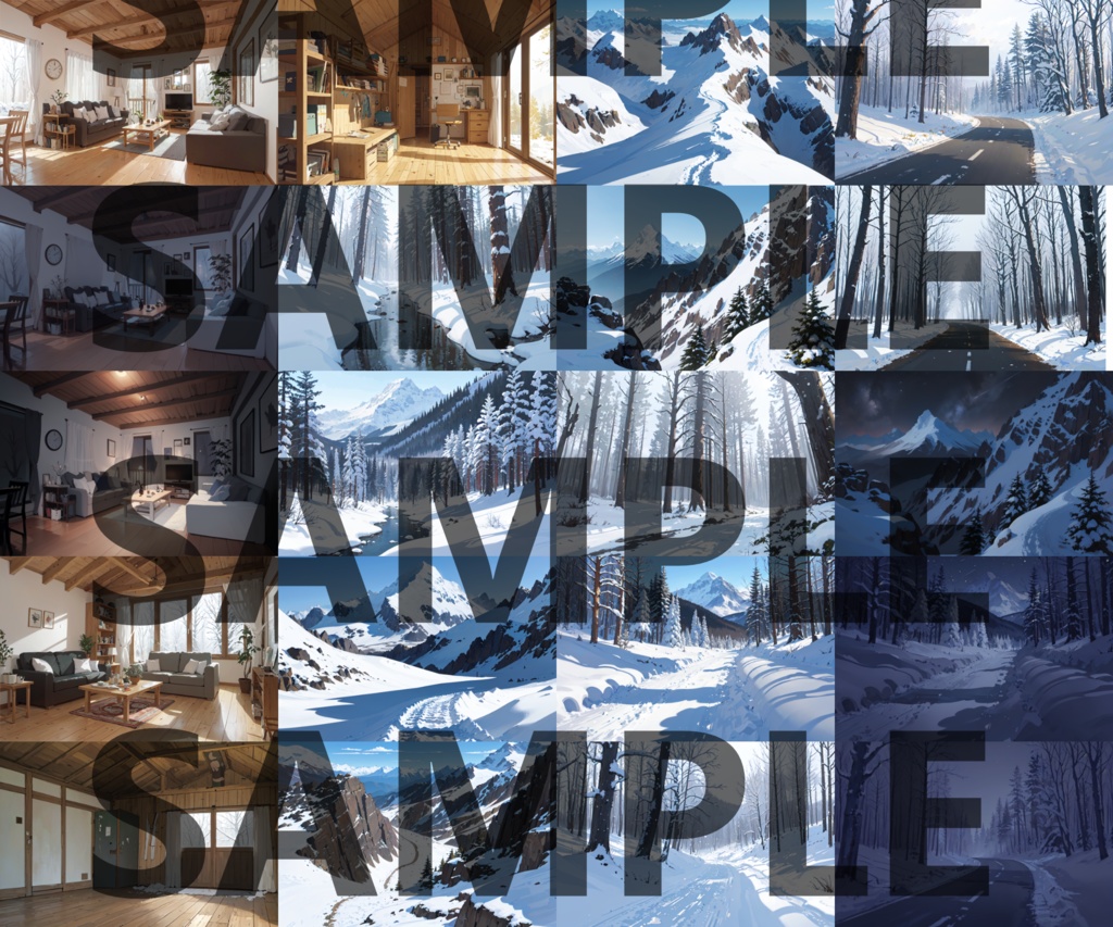 【1/15まで期間限定割引】スキー場・雪山・コテージ背景パック113+10枚【CoC/TRPG】【昼夜・吹雪差分】