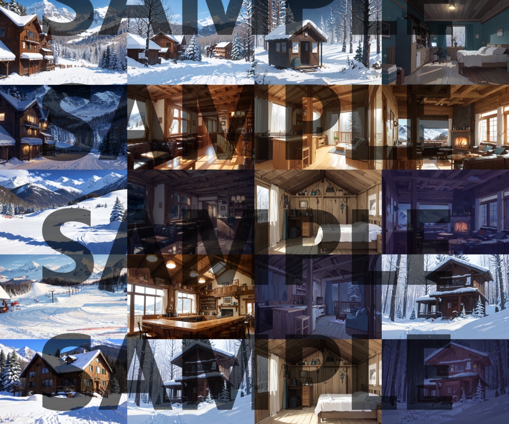 【1/15まで期間限定割引】スキー場・雪山・コテージ背景パック113+10枚【CoC/TRPG】【昼夜・吹雪差分】