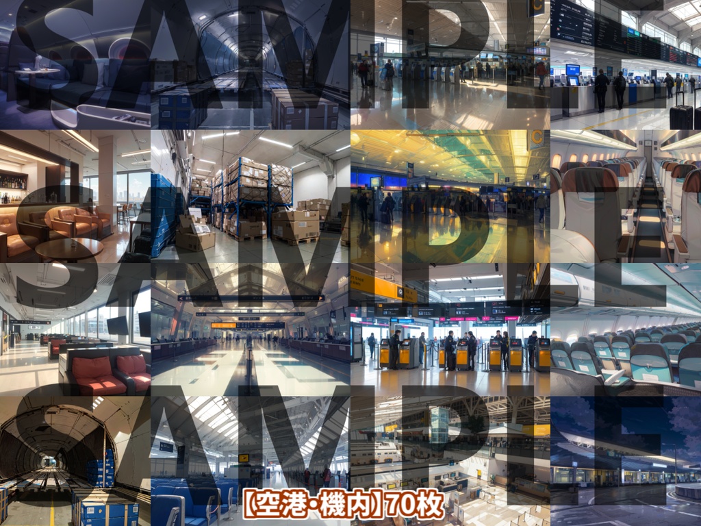 【まとめ割引!】街中4・心象風景・宇宙基地・空港機内背景イラストまとめパック7【TRPG・CoC背景素材】