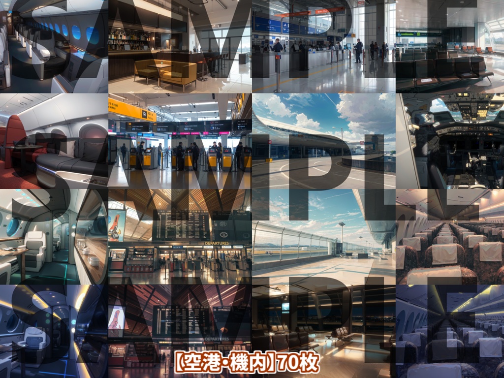 【まとめ割引!】街中4・心象風景・宇宙基地・空港機内背景イラストまとめパック7【TRPG・CoC背景素材】