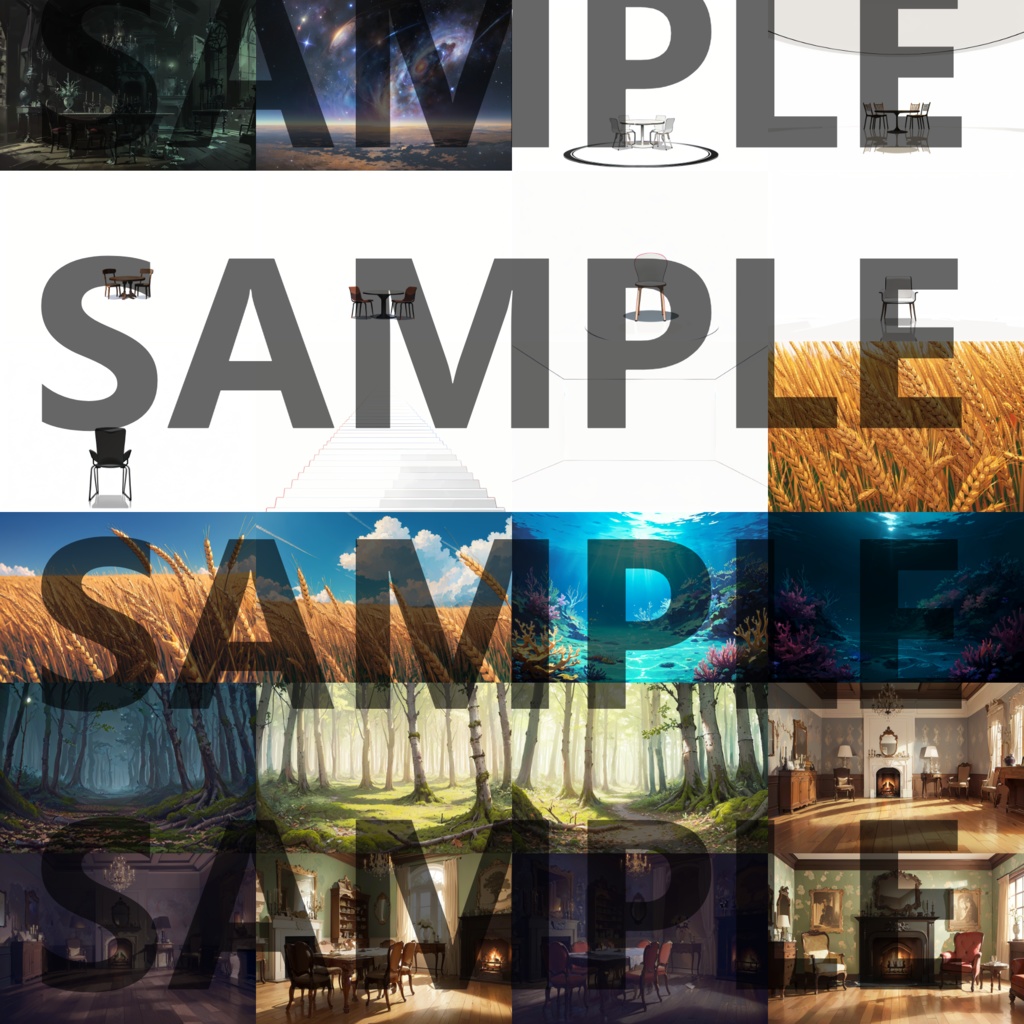 【まとめ割引!】街中4・心象風景・宇宙基地・空港機内背景イラストまとめパック7【TRPG・CoC背景素材】