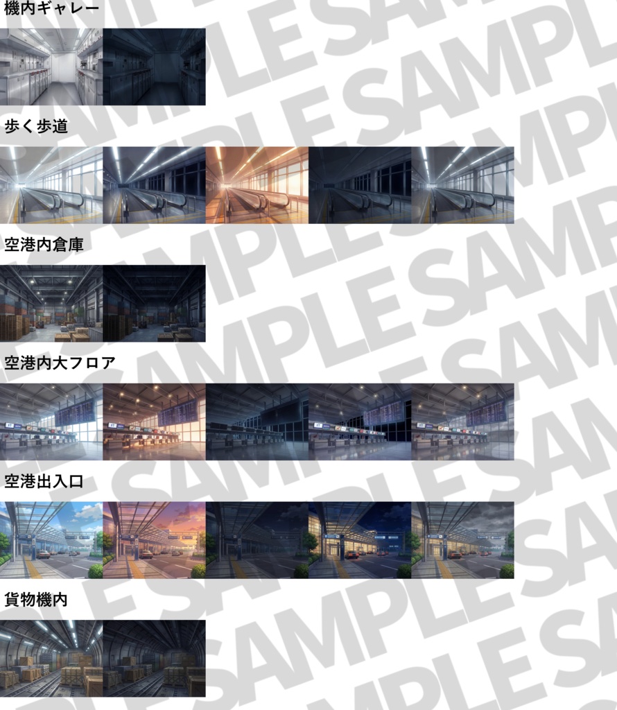 【まとめ割引!】街中4・心象風景・宇宙基地・空港機内背景イラストまとめパック7【TRPG・CoC背景素材】