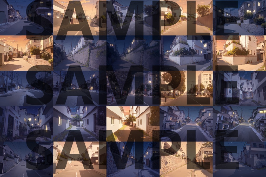 【背景イラスト】住宅地道路背景パック150枚/100枚/75枚【CoC/TRPG】【昼夜差分】【曇り雨差分】