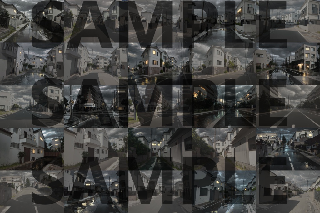 【背景イラスト】住宅地道路背景パック150枚/100枚/75枚【CoC/TRPG】【昼夜差分】【曇り雨差分】