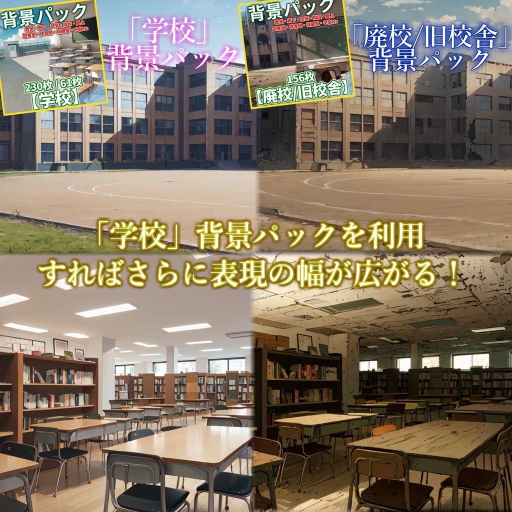 【背景イラスト】廃校・旧校舎背景パック156枚【CoC/TRPG】【昼夜差分】背景イラスト
