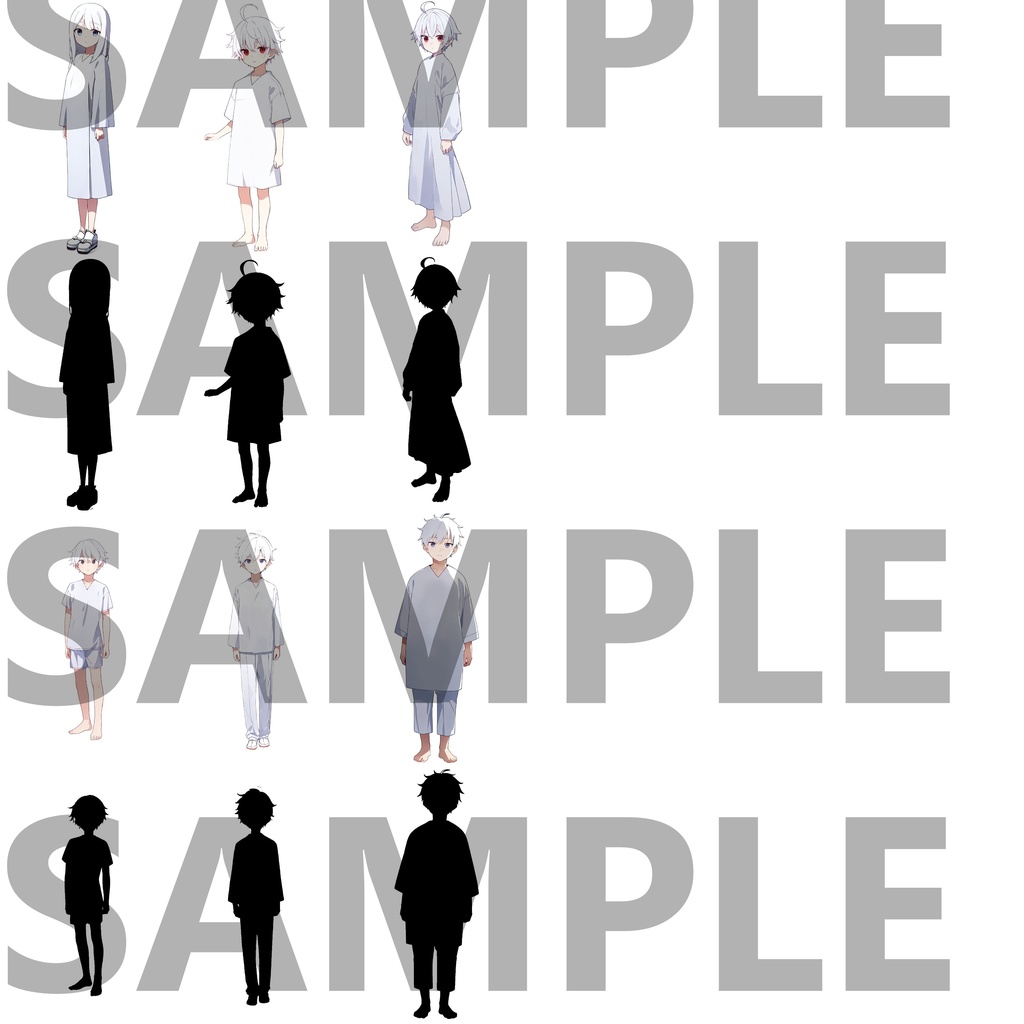 【立ち絵イラスト】白い病衣立ち絵パック60枚【CoC/TRPG/立ち絵素材】