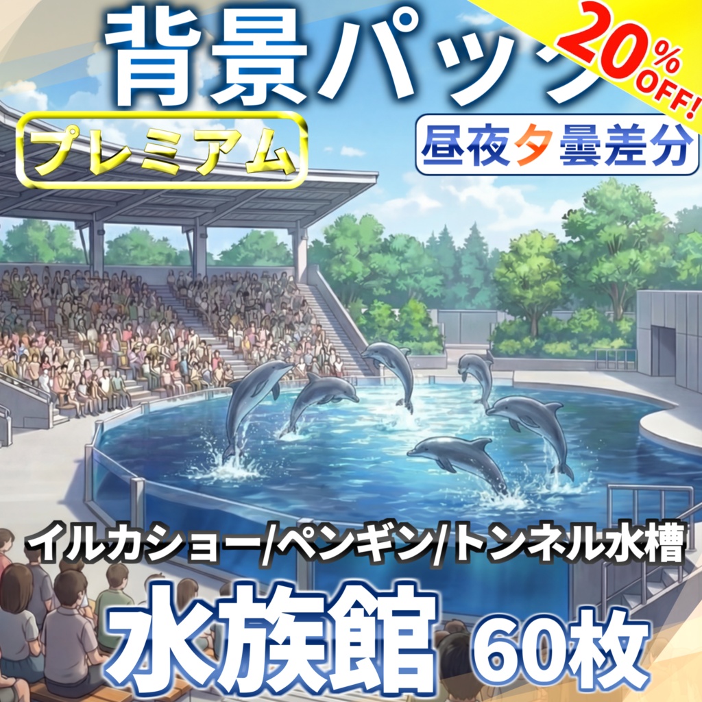 【サマーセール!】水族館背景パック60枚【昼夜夕曇差分】【TRPG背景素材/CoC/ゲーム素材背景イラスト/プレミアム背景】