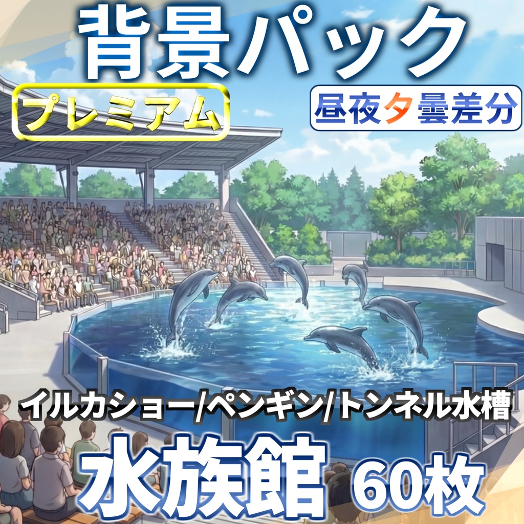 【プレミアム背景】水族館60枚【昼夜夕曇差分】【TRPG背景素材/CoC/ゲーム素材背景イラスト/プレミアム背景】