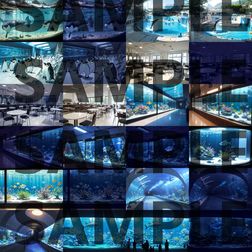 【背景イラスト】水族館背景パック71枚【CoC/TRPG】【昼夜差分】背景イラスト