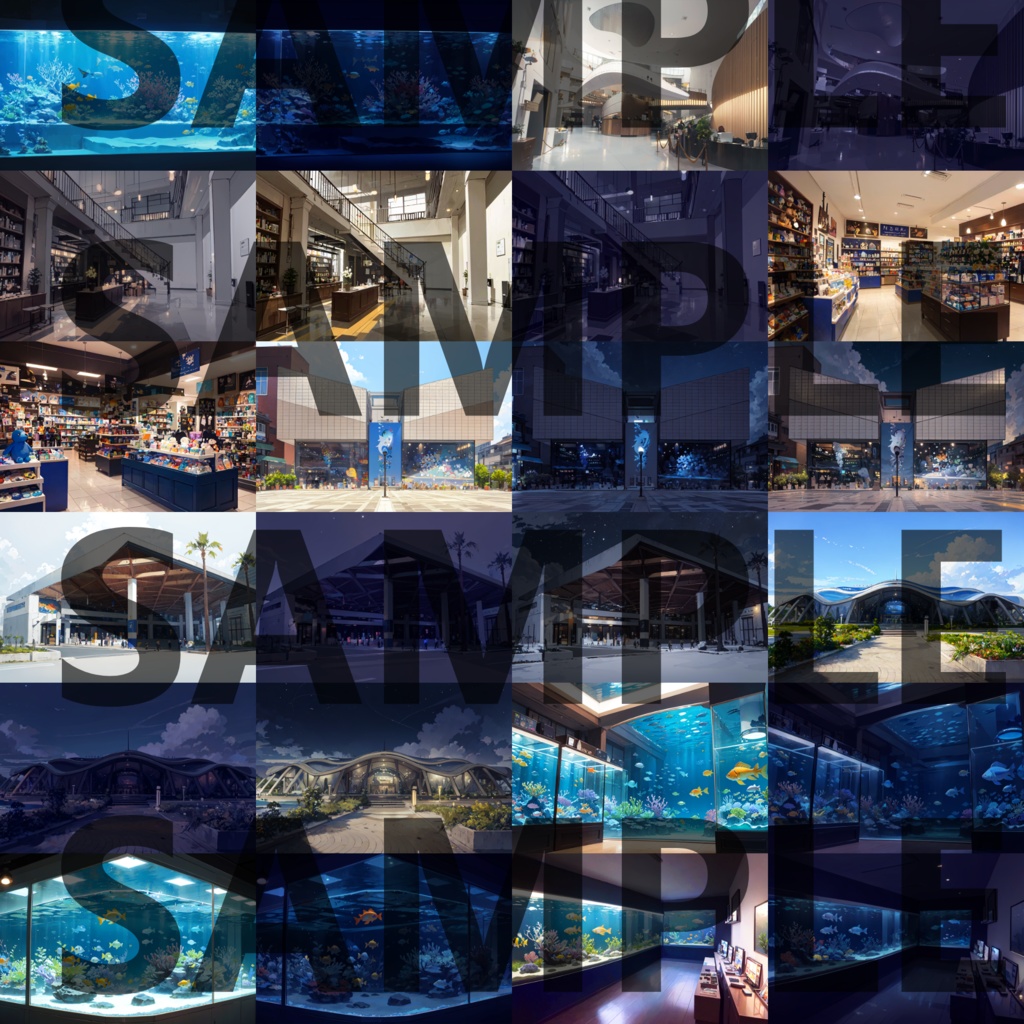 【背景イラスト】水族館背景パック71枚【CoC/TRPG】【昼夜差分】背景イラスト