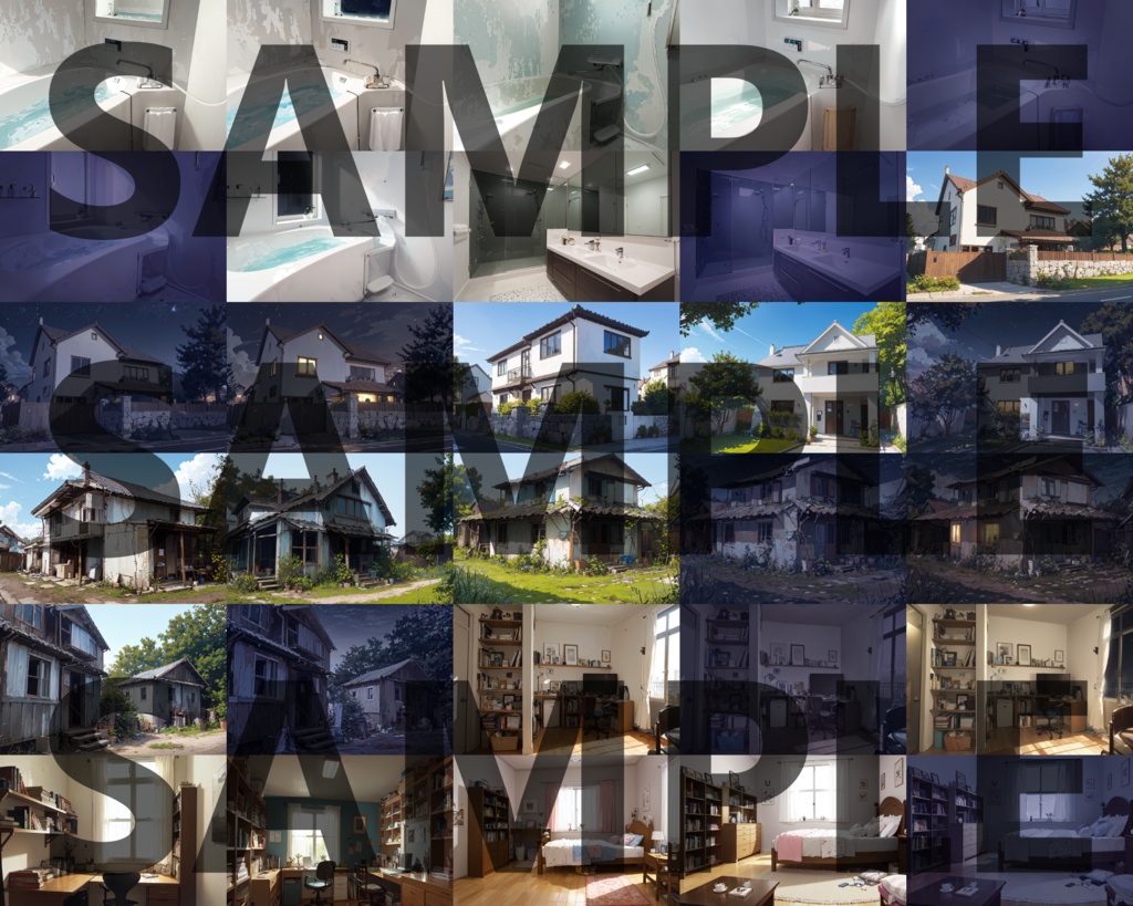 【まとめ割引!】家の中2・住宅地道路・テレビ局・公園背景イラストまとめパック9【TRPG・CoC背景素材/453枚】