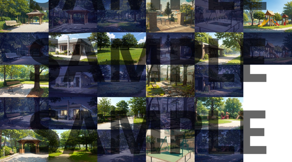 【まとめ割引!】家の中2・住宅地道路・テレビ局・公園背景イラストまとめパック9【TRPG・CoC背景素材/453枚】