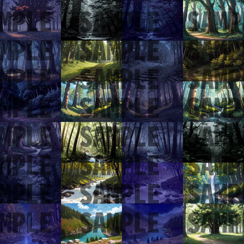 【背景イラスト】山森川背景パック348枚/116枚【TRPG背景素材/CoC】【昼夜差分/季節差分】背景イラスト