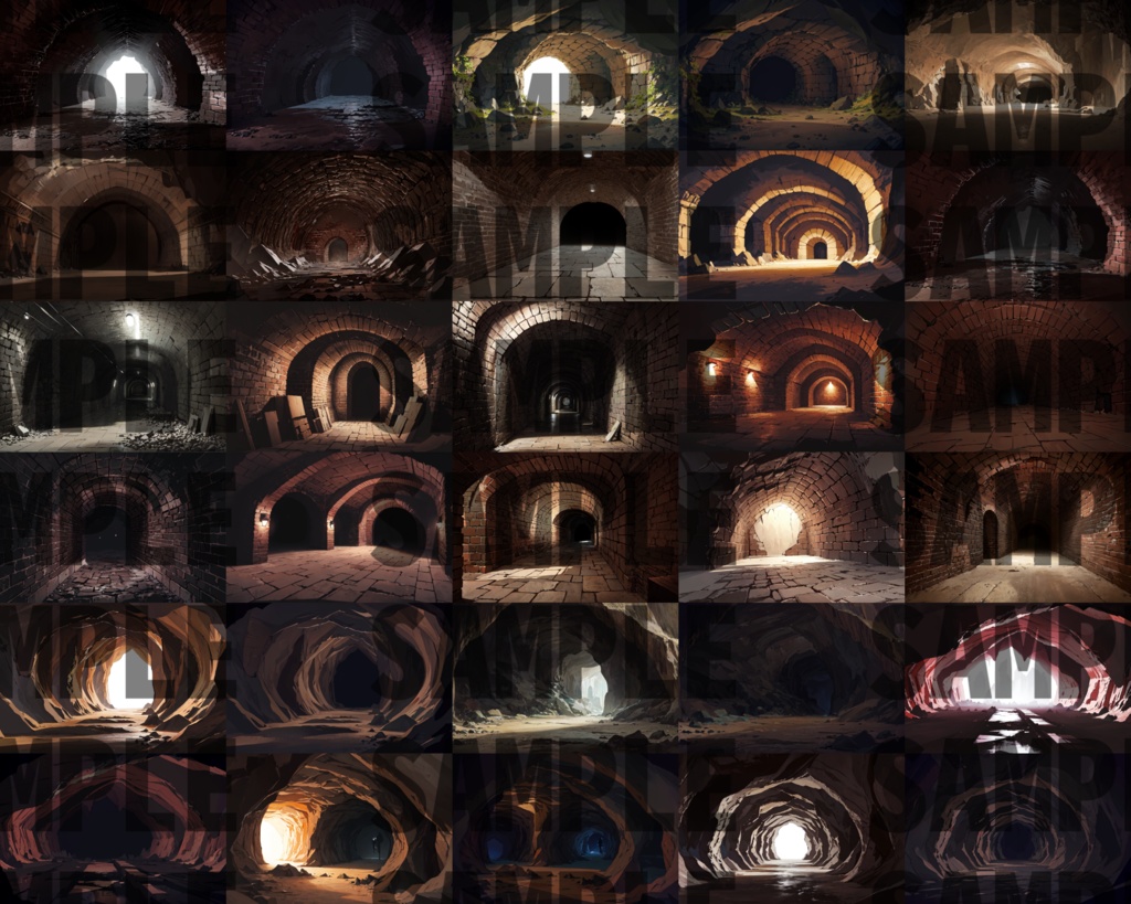 【背景イラスト】ダンジョン・洞窟背景パック60枚【CoC/SW/D&D/TRPG】【昼夜差分】