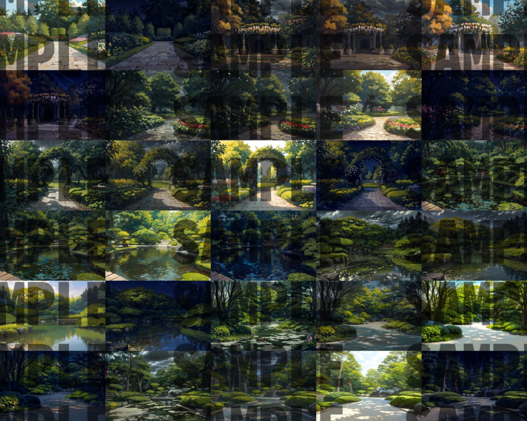 【背景イラスト】庭背景パック100枚/25枚【CoC/TRPG】【昼夜曇雨差分】