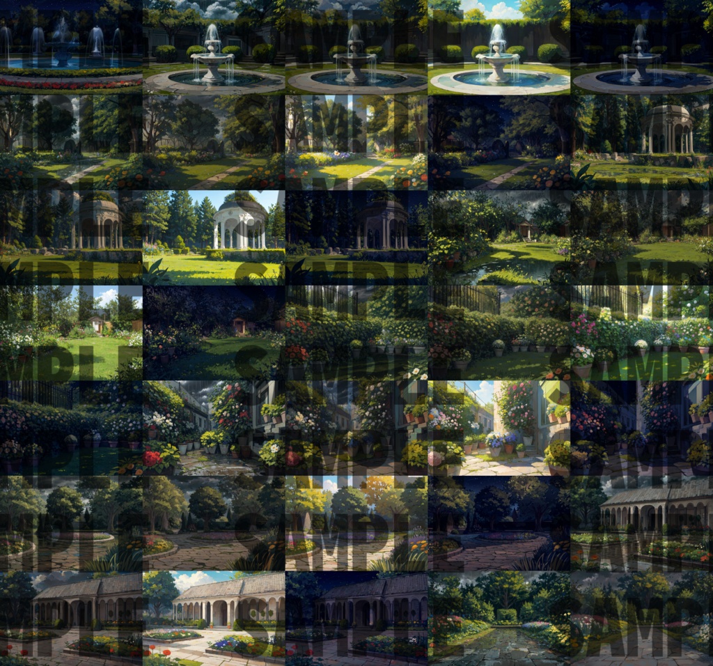 【背景イラスト】庭背景パック100枚/25枚【CoC/TRPG】【昼夜曇雨差分】