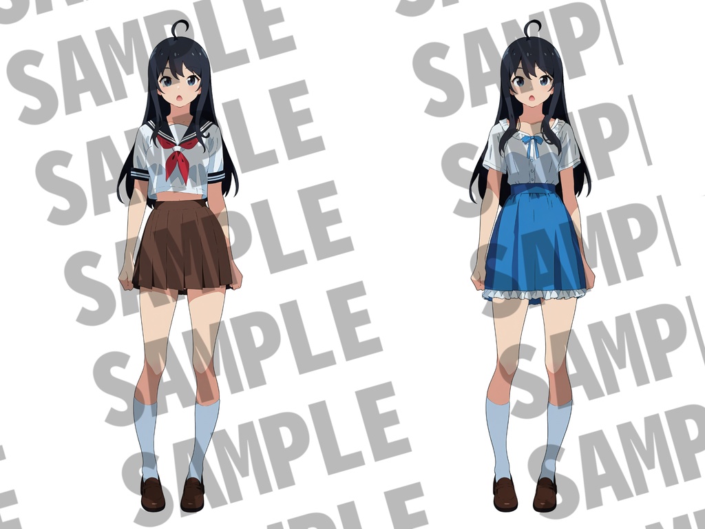 【無料有!】黒髪女子学生立ち絵【表情/私服差分&PSDファイル】【CoC/TRPG/立ち絵素材】立ち絵イラスト