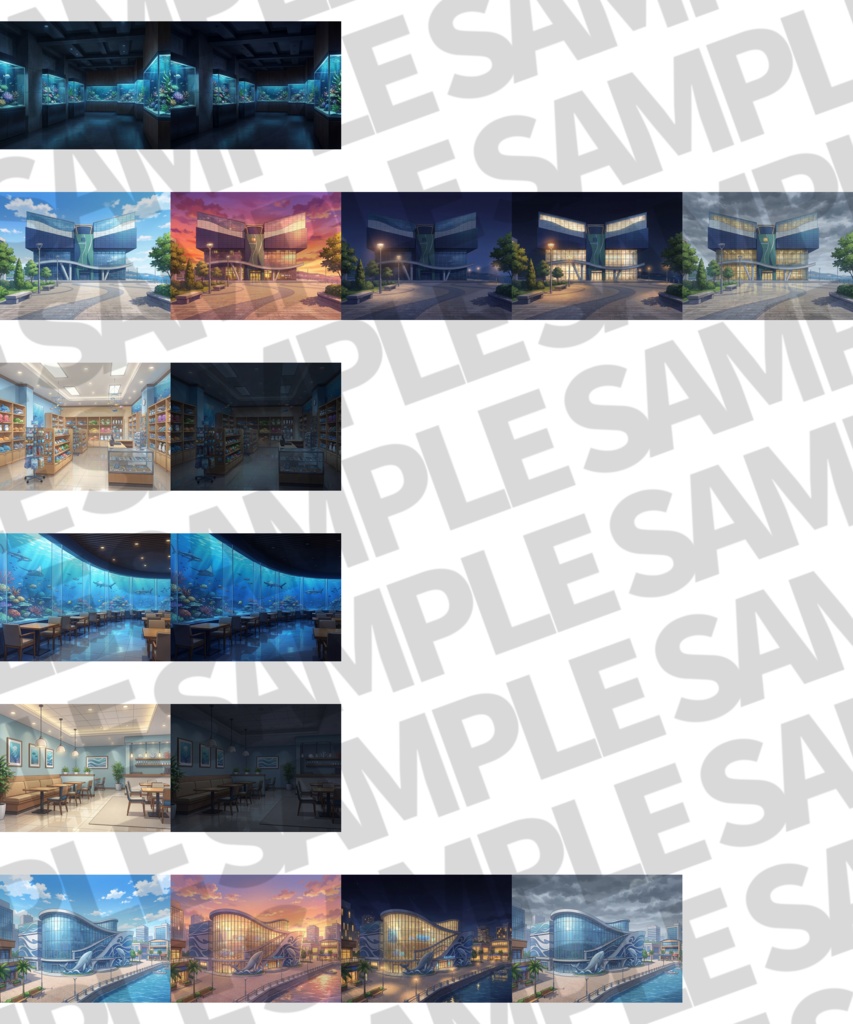 【まとめ割引!】廃校/旧校舎・水族館・ラブホテル・花火大会・幻想世界2背景イラストまとめパック10【TRPG・CoC背景素材】