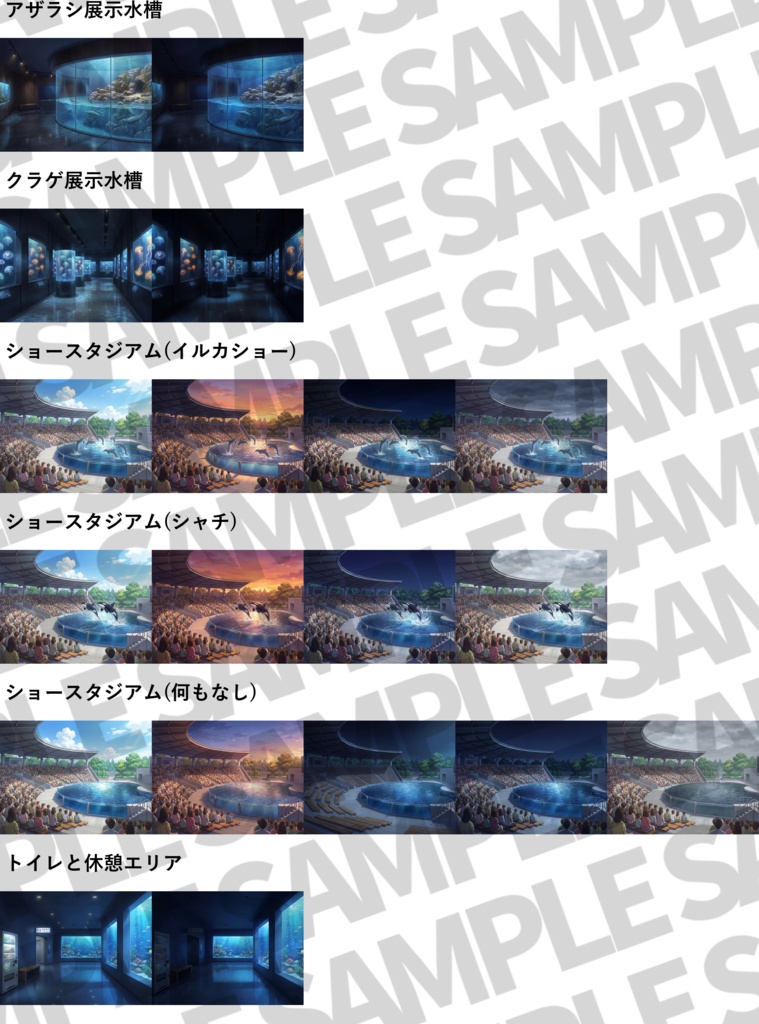 【まとめ割引!】廃校/旧校舎・水族館・ラブホテル・花火大会・幻想世界2背景イラストまとめパック10【TRPG・CoC背景素材】