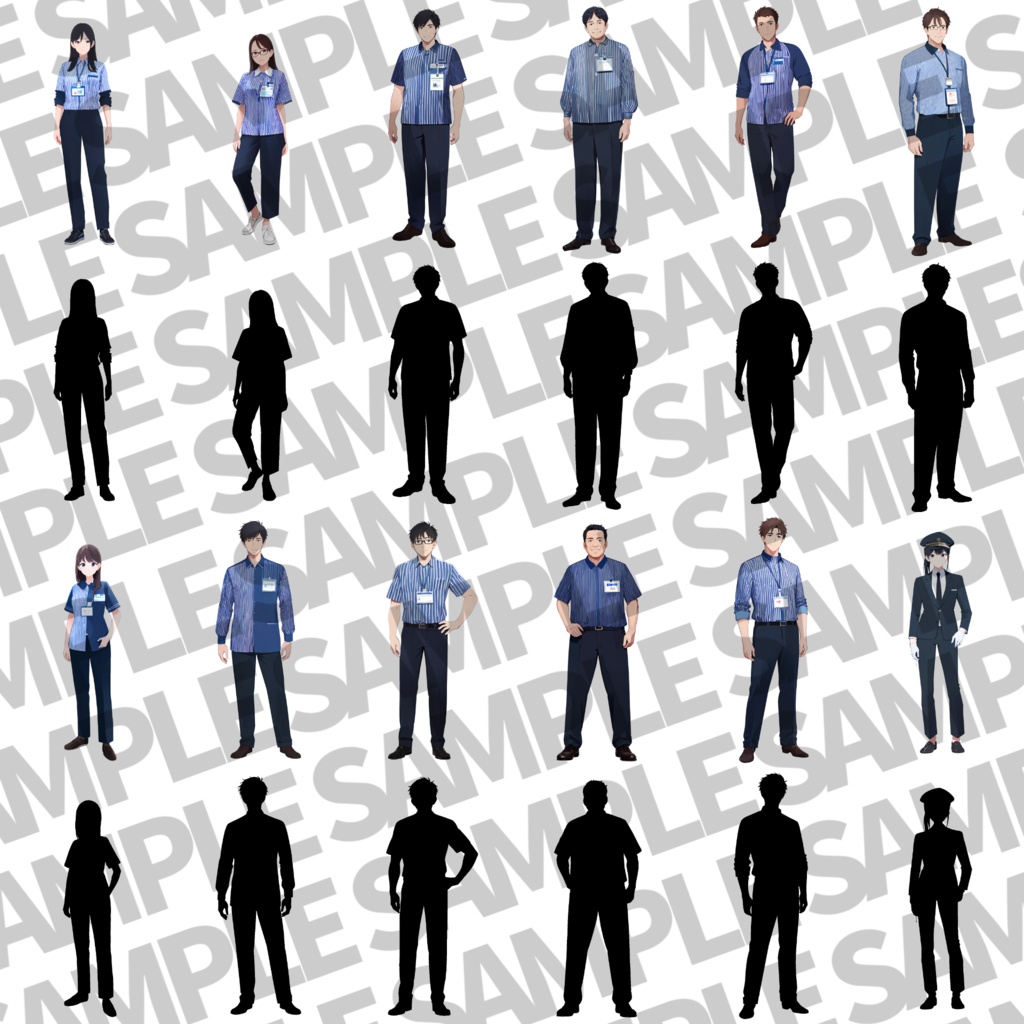 【立ち絵イラスト】駅員・コンビニ店員立ち絵パック50枚【CoC/TRPG/立ち絵素材】