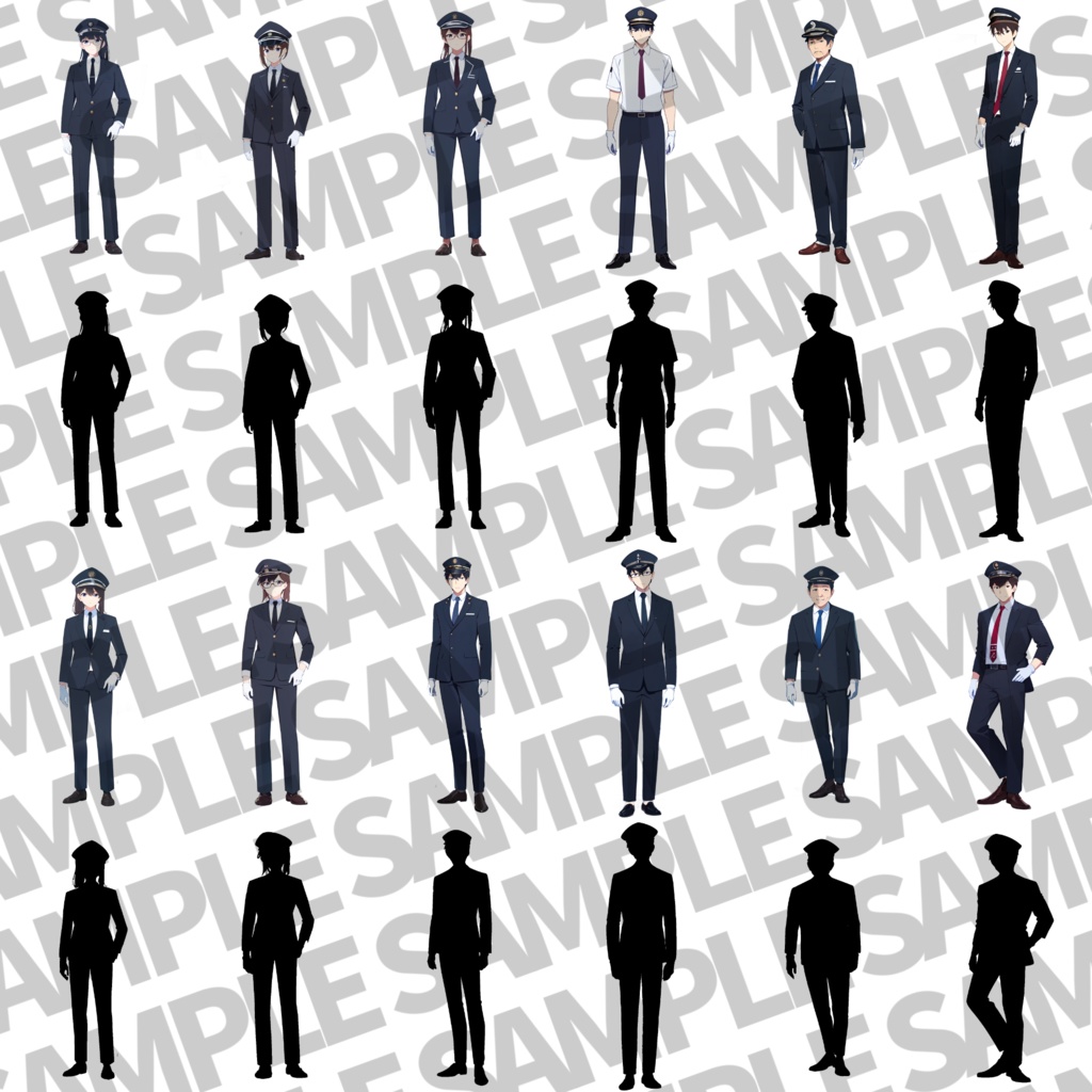 【立ち絵イラスト】駅員・コンビニ店員立ち絵パック50枚【CoC/TRPG/立ち絵素材】