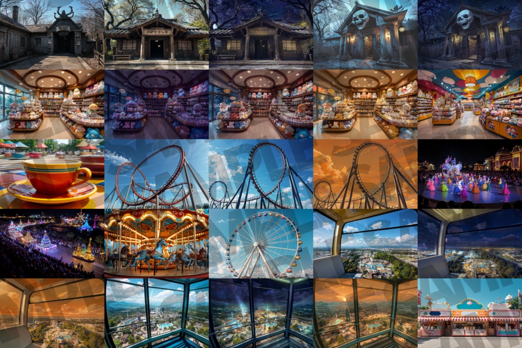 【背景イラスト】遊園地背景パック 90枚/32枚【TRPG背景素材/CoC】【昼夜夕差分】