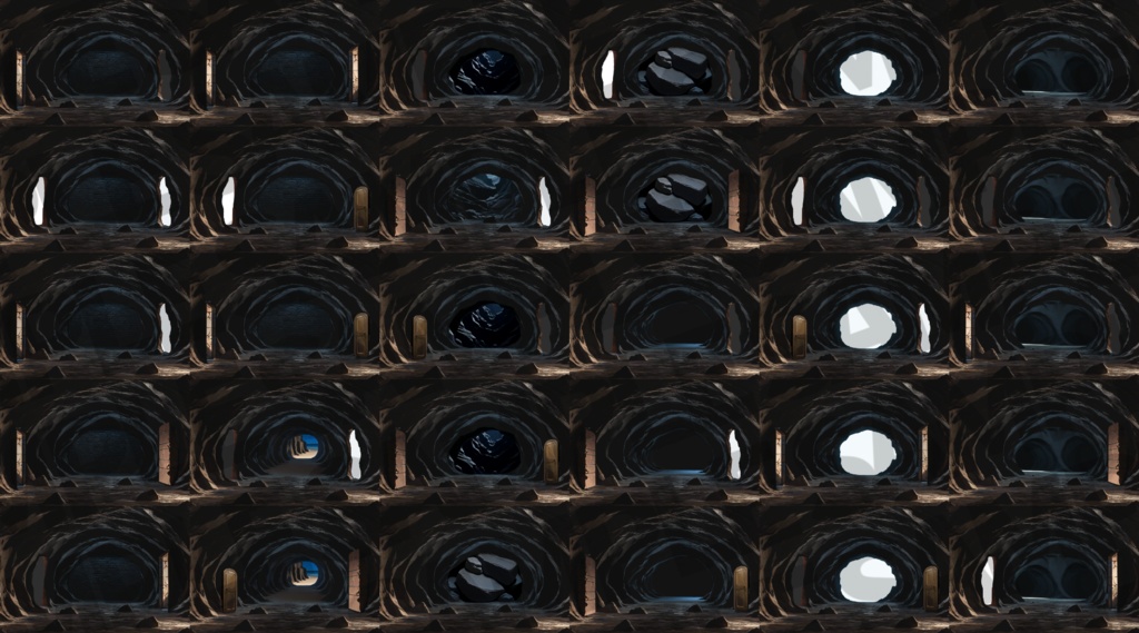 【ずっと無料!】ダンジョン・洞窟2【扉・出口・通路・昼夜差分】背景イラスト