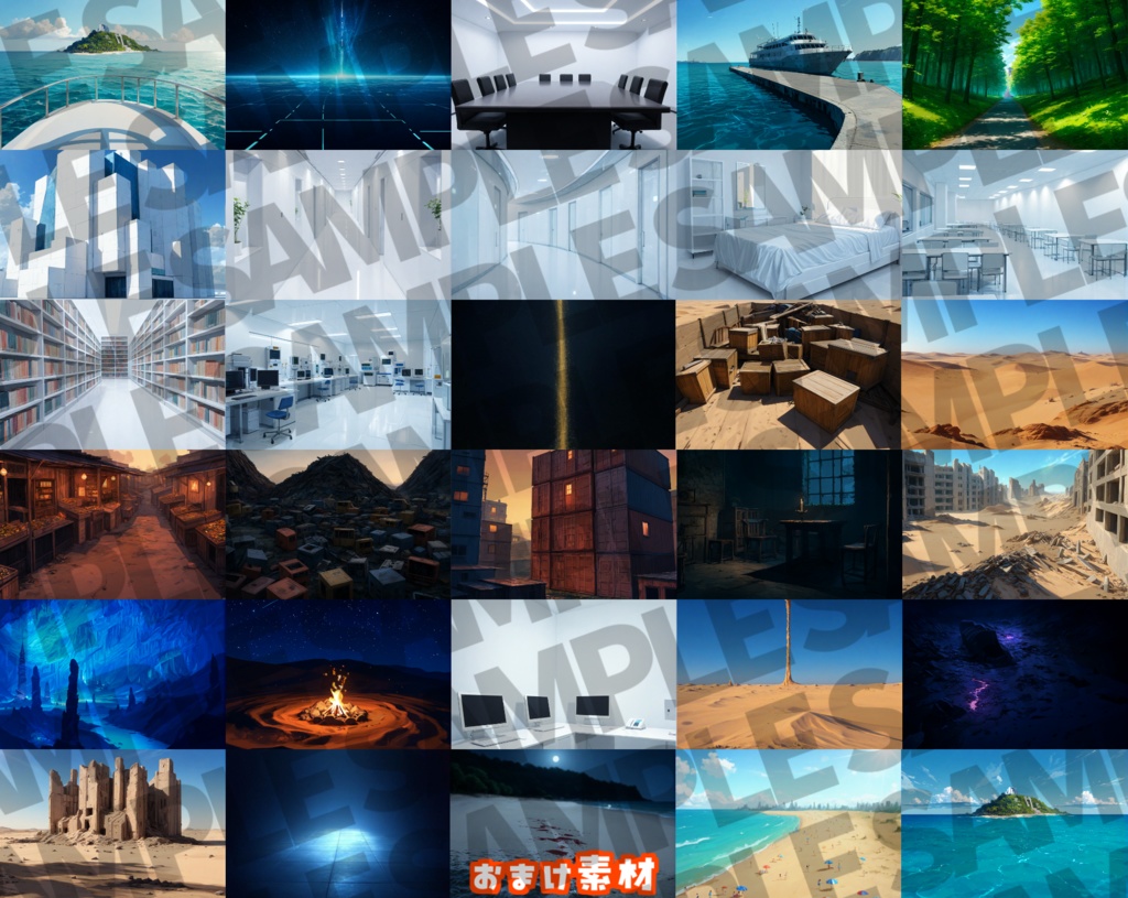 【背景イラスト】砂漠オアシス背景パック115枚+51枚【TRPG背景素材/CoC】【昼夜曇雨差分】背景イラスト