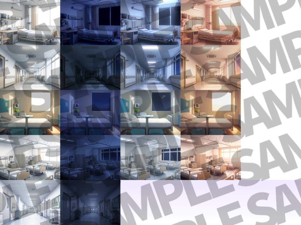 【12/1まで期間限定割引!】病院/血濡れ病院背景パック63/63枚【TRPG背景素材/CoC/ゲーム素材/背景イラスト】【昼夜差分/血濡れ差分】