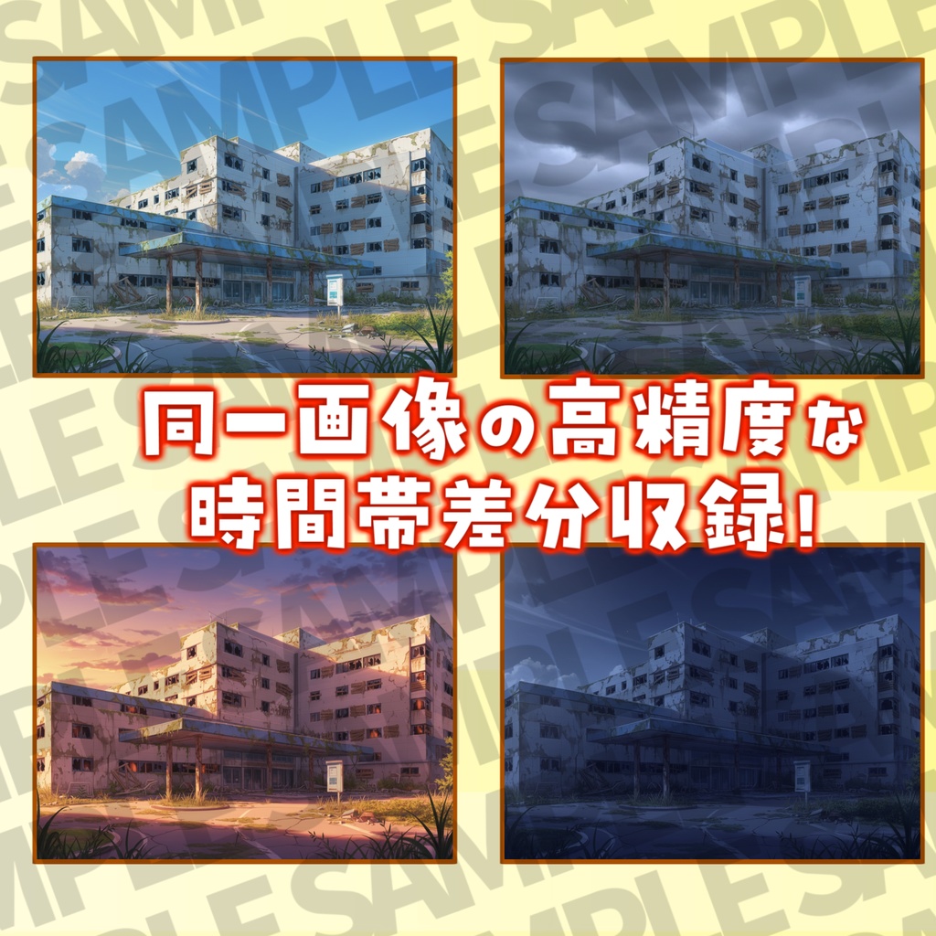 【プレミアム背景】廃病院背景パック57枚【TRPG背景素材/CoC/ゲーム素材背景イラスト】【昼夜差分】