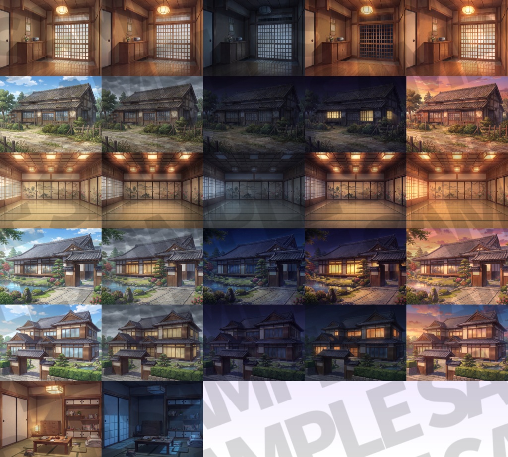 【ブラックフライデーセール!】和風家/和室背景パック106/24枚【TRPG背景素材/CoC/ゲーム素材背景イラスト】【昼夜夕+曇差分】【こたつ差分】