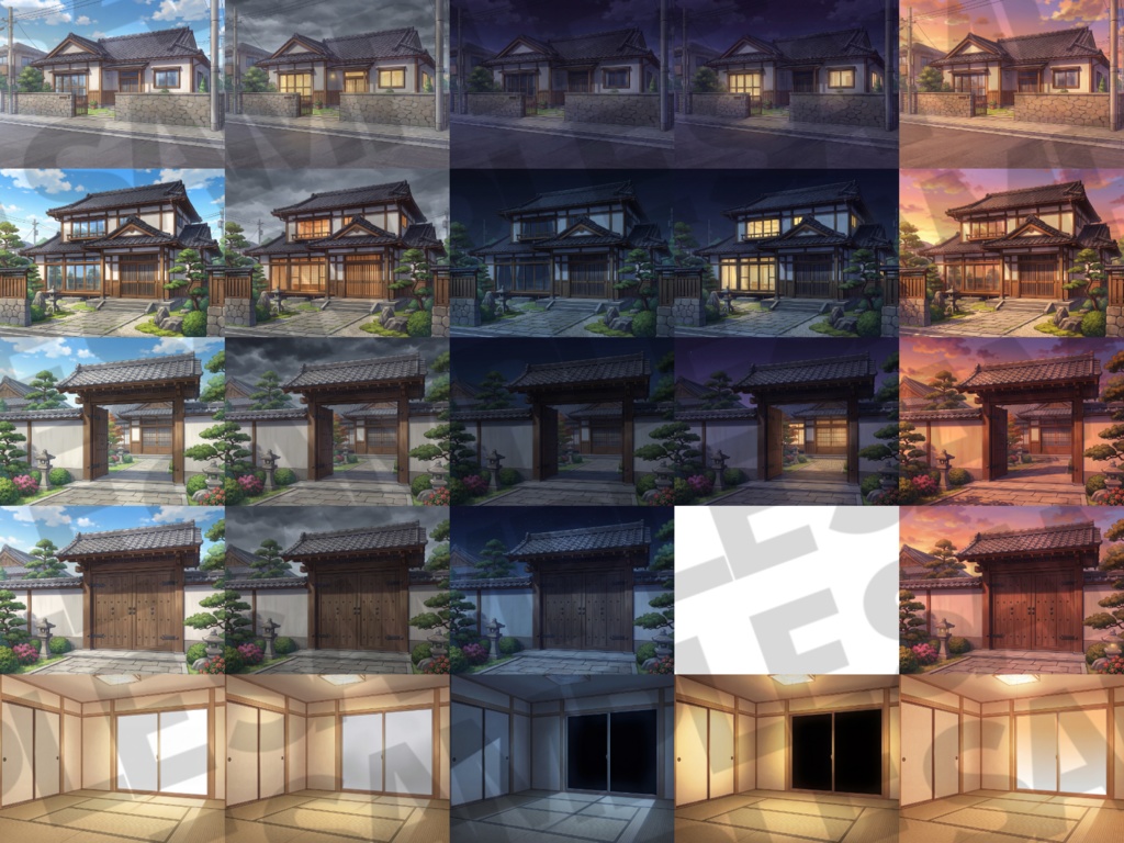 【ブラックフライデーセール!】和風家/和室背景パック106/24枚【TRPG背景素材/CoC/ゲーム素材背景イラスト】【昼夜夕+曇差分】【こたつ差分】