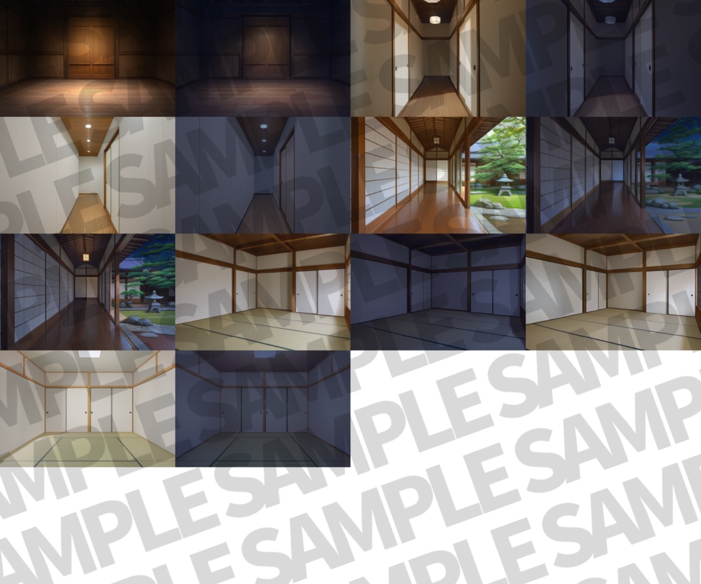 【プレミアム背景】和風家/和室背景パック52枚【TRPG背景素材/CoC/ゲーム素材背景イラスト】【昼夜照明夜差分】