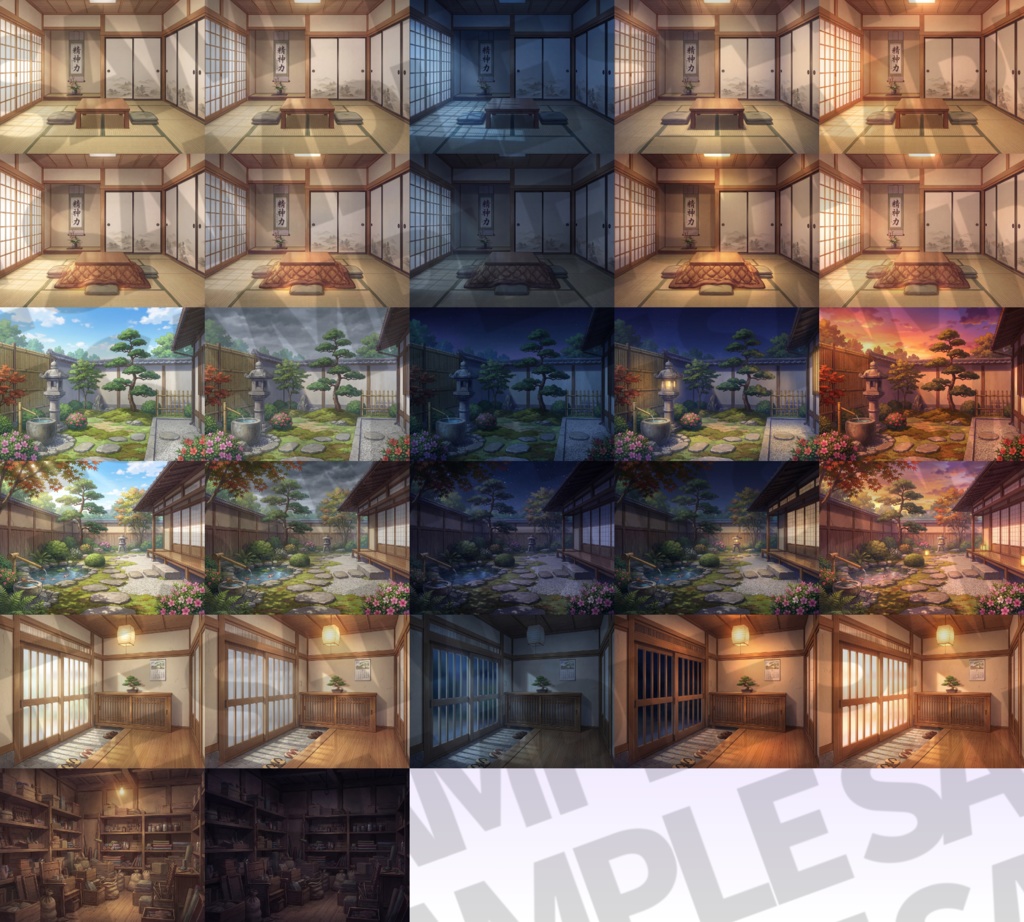 【ブラックフライデーセール!】和風家/和室背景パック106/24枚【TRPG背景素材/CoC/ゲーム素材背景イラスト】【昼夜夕+曇差分】【こたつ差分】