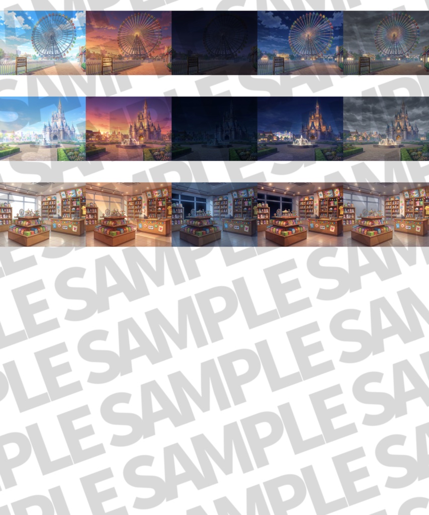 【まとめ割引!】白い部屋・黒い部屋・ネカフェ・遊園地背景イラストまとめパック12【TRPG・CoC背景素材/背景イラスト】