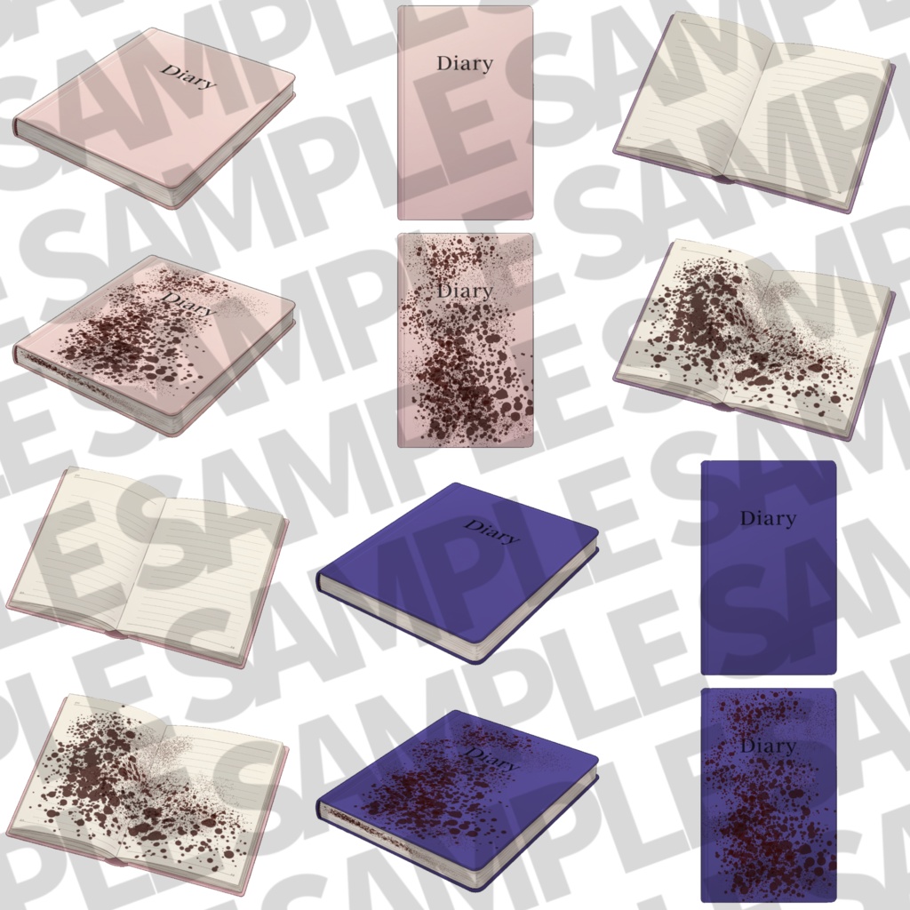 【透過イラスト】本・雑誌・魔導書イラスト【血・角度差分/透過イラスト素材】【TRPG/CoC/ゲーム素材】透過イラスト