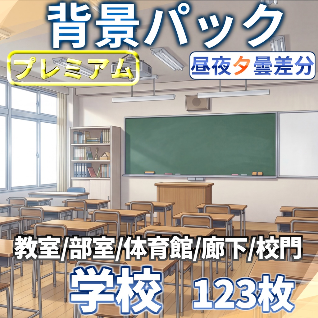 【プレミアム背景】学校背景パック106/25枚【昼夕夜+曇差分】【TRPG背景素材/CoC/ゲーム素材背景イラスト】