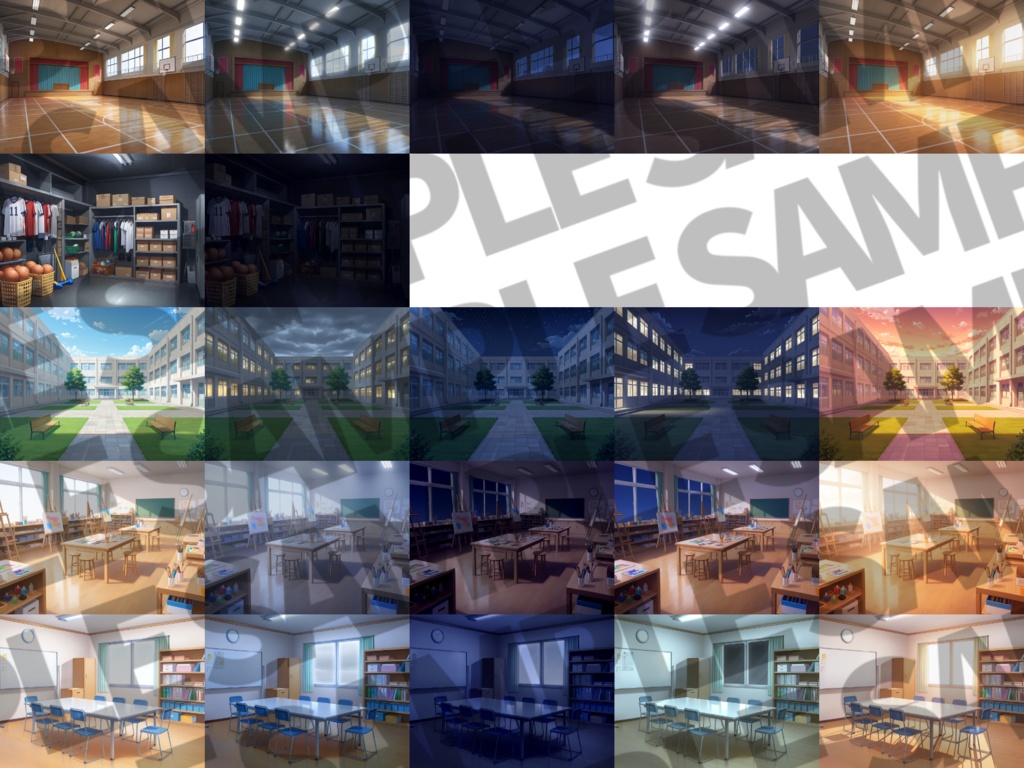 【プレミアム背景】学校背景パック106/25枚【TRPG背景素材/CoC/ゲーム素材背景イラスト】【昼夕夜+曇差分】